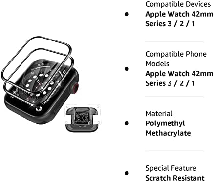 [2 חבילה] מגן מסך YMHML עבור Apple Watch 42mm Series 3 Series2, [גרסה משודרגת] בועה בחינם תלת מימד קצה מעוגל כיסוי מלא סרט רך לאביזרי iwatch, עם [מסגרת התקנה קלה]